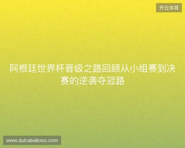 阿根廷世界杯晋级之路回顾从小组赛到决赛的逆袭夺冠路